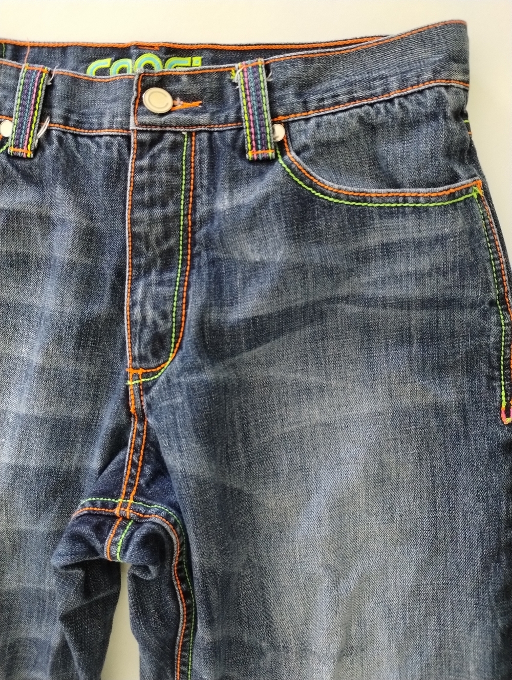 Coogi Men's Pants Y2K Spellout Denim Distressed Embroidered Size 34x 33 - Picture 12 of 14
